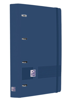 Oxford Europeanbinder Live & Go A4+ Carpeta Tamaño A4+ con Recambio de 100 Hojas Cuadricula 5x5mm - Tapa de Plastico Polyfoam - Cierre con Goma - Color Azul Marino