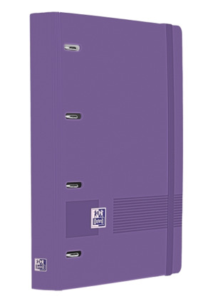 Oxford Europeanbinder Live & Go A4+ Carpeta Tamaño A4+ con Recambio de 100 Hojas Cuadricula 5x5mm - Tapa de Plastico Polyfoam - Cierre con Goma - Color Lila