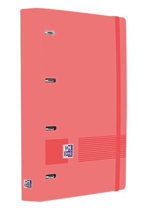 Oxford Europeanbinder Live & Go A4+ Carpeta Tamaño A4+ con Recambio de 100 Hojas Cuadricula 5x5mm - Tapa de Plastico Polyfoam - Cierre con Goma - Color Sandia