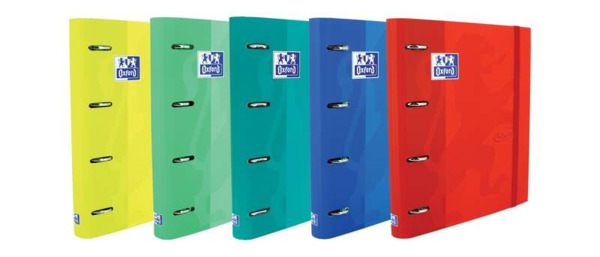 Oxford Europeanbinder Touch Carpeta de 4 Anillas Formato A4+ con Recambio Cuadriculado 5x5mm y 4 Taladros - Tapa Tacto Suave - C