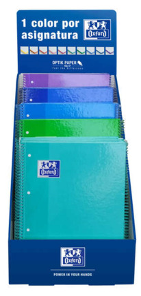 Oxford School Expositor Sobremesa Colores Frios A4+ - Tapa Extradura - Cuaderno Espiral Microperforado - Europeanbook 1 5x5 - 80 Hojas - Colores Surtidos