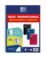 Oxford Europeanbook 1 Classic Pack de 3 Cuadernos Espiral Formato A4+ Cuadriculado 5x5mm - 80 Hojas 90gr - Tapa Extradura Tacto