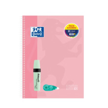 Oxford Europeanbook 10 Touch Cuaderno A4+ Cuadriculado 5x5mm 150 Hojas + Marcador Texmarker 490 Pastel Pelikan + Corrector Fancy