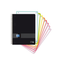 Oxford Europeanbook 8 Live & Go Cuaderno Espiral A5+ 160 Hojas Cuadricula 5x5 - 8 Bandas de Color - Tapa de Plastico Resistente