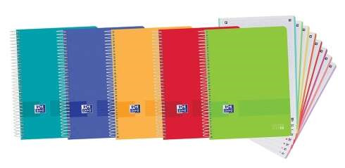Oxford Europeanbook 8 Live & Go Pack de 5 Cuadernos Espiral Formato A4+ Cuadriculado 5x5mm - 160 Hojas Microperforadas con 4 Tal