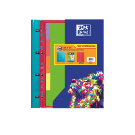 Oxford Europeanbinder Oxfl&G A4+Pp Sb+Sep Viv Sur - Carpeta de Anillas Europea - Tamaño A4+ - Fabricada en Polipropileno - Separadores Vivos y Coloridos
