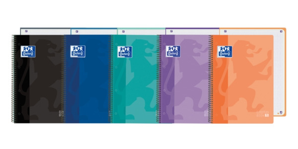 Oxford School Classic Europeanbook 1 Cuaderno A4+ 80 Hojas Microperforadas Cuadricula 5x5mm - Tapa de Plastico Translucido - Col