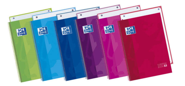 Oxford School Classic Europeanbook 1 Cuaderno A4+ 80 Hojas Microperforadas Cuadricula 5x5mm - Tapa Extradura - 4 Cuadernos por C