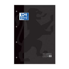 Oxford School Classic Recambio Encolado A4 80 Hojas Cuadricula 5x5 - Recuadro del Color de la Tapa - Tapa Color Negro