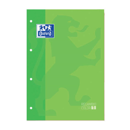 Oxford School Classic Cuaderno de Recambio - Tamaño A4 - Tapa Blanda - Encolado - Cuadricula 5x5 - 80 Hojas - Color Verde Manzana