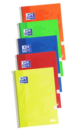 Oxford School Classic Cuaderno Espiral Tapa Extradura Write&Erase - Folio 4x4 con Margen - 80 Hojas - Colores Surtidos