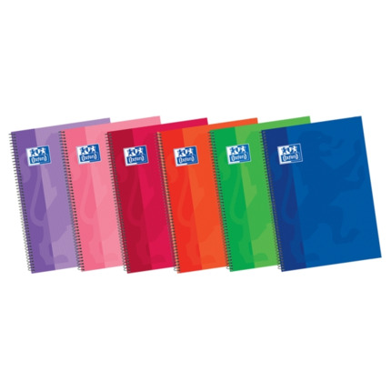 Oxford School Classic Write&Erase Fº Cuaderno Espiral - Tapa Extradura Resistente - 1 Linea con Margen - 80 Hojas - Colores Surtidos