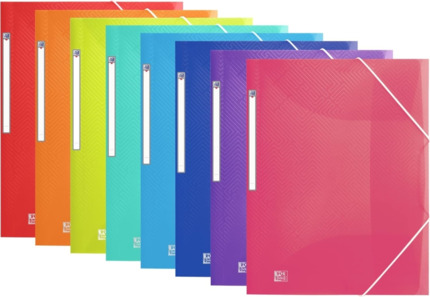 Oxford Urban Carpeta de Gomas A4+ - Tapa Plastico Resistente - Lomo de 25mm para Mayor Capacidad - 3 Solapas para Organizar Documentos - Colores Surtidos