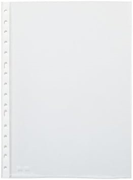 Pardo Pack de 100 Fundas Multitaladro A4 Transparentes 90 Micras - Acabado Cristal - Refuerzo en Blanco