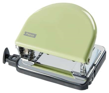 Petrus 52 Retro Taladro Perforador Metalico - Hasta 20 Hojas - Marcas de Formato - Facil Vaciado - Punzones 5.5mm - Color Mellow Yellow