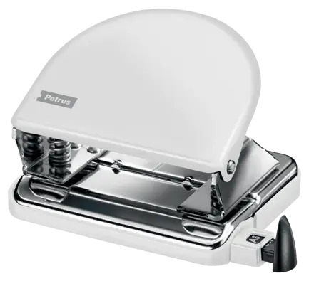 Petrus 52 WOW Taladro Perforador Clasico Metalico - Hasta 20 Hojas - Marcas de Formato - Facil Vaciado - Punzones 5.5mm - Color