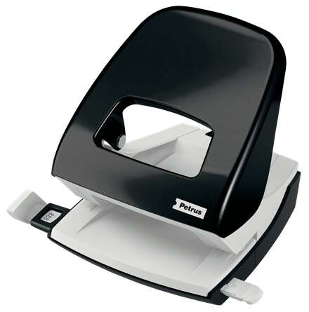 Petrus 62 Taladro Perforador 2 Orificios - Hasta 30 Hojas - Facil Vaciado - Formato A4, A5, A6, Folio, US-Quart, 8 x 8 x 8 cm -