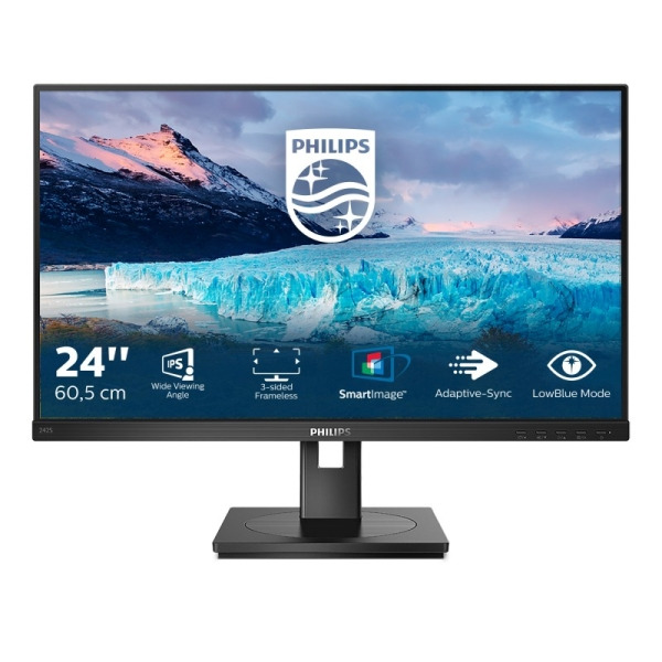 Philips S Line 242S1AE/00 Monitor 23.8" LED IPS FullHD 75Hz - Respuesta 4ms - Altavoces 4W - Regulable en Altura, Giratorio e In