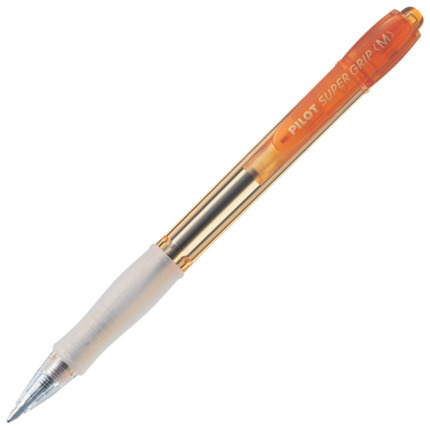 Pilot Boligrafo de Bola Retractil Super Grip Neon Colour - Recargable - Punta 1.0mm - Trazo 0.25mm - Tinta a Base de Aceite - Color Naranja