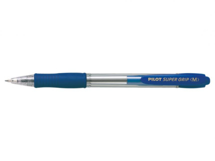 Pilot Boligrafo de Bola Retractil SuperGrip - Punta Redonda 1.0mm - Trazo 0.27mm - Tinta de Aceite - Grip Ergonomico - Color Azul
