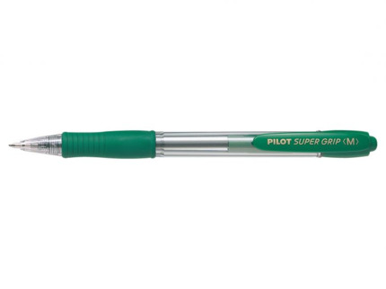Pilot Boligrafo de Bola Retractil SuperGrip - Punta Redonda 1.0mm - Trazo 0.27mm - Tinta de Aceite - Grip Ergonomico - Color Verde