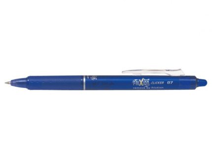 Pilot Boligrafo de gel borrable retractil Frixion Clicker - Punta de bola redonda 0.7mm - Trazo 0.4mm - Color Grip ergonomico - Azul