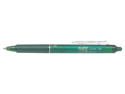 Pilot Boligrafo de gel borrable retractil Frixion Clicker - Punta de bola redonda 0.7mm - Trazo 0.4mm - Grip ergonomico - Color Verde