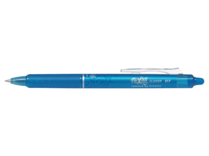 Pilot Boligrafo de gel borrable retractil Frixion Clicker - Punta de bola redonda 0.7mm - Trazo 0.4mm - Grip ergonomico - Color Azul Claro