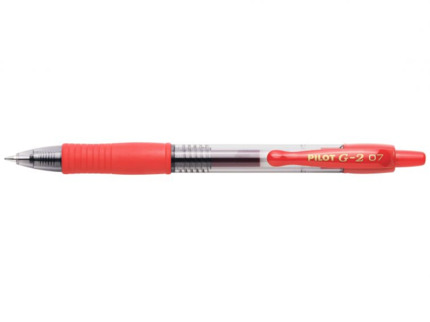 Pilot Boligrafo de Gel G2 Rollerball Retractil - Recargable - Punta de Bola Redonda 0.7mm - Trazo 0.32mm - Grip Ergonomico - Color Rojo