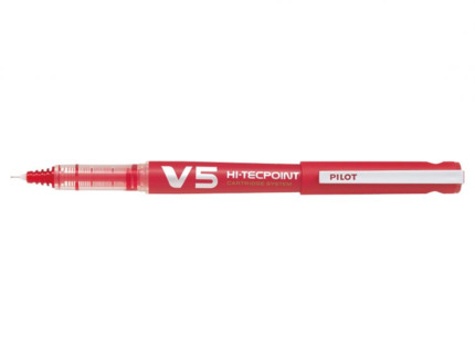 Pilot Boligrafo de Tinta Liquida V5 HI-Tecpoint Recargable - Fabricado con Plastico Reciclado - Punta Fina 0.5mm - Trazo 0.3mm - Color Rojo
