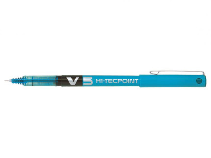 Pilot Boligrafo de tinta liquida V5 HI-Tecpoint Rollerball - Punta fina de aguja 0.5mm - Trazo 0.3mm - Color Azul Claro
