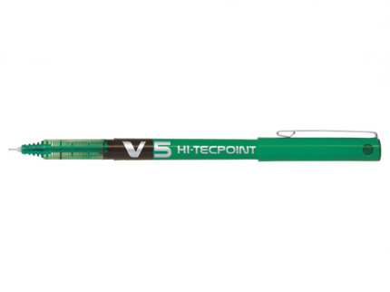 Pilot Boligrafo de tinta liquida V5 HI-Tecpoint Rollerball - Punta fina de aguja 0.5mm - Trazo 0.3mm - Color Verde