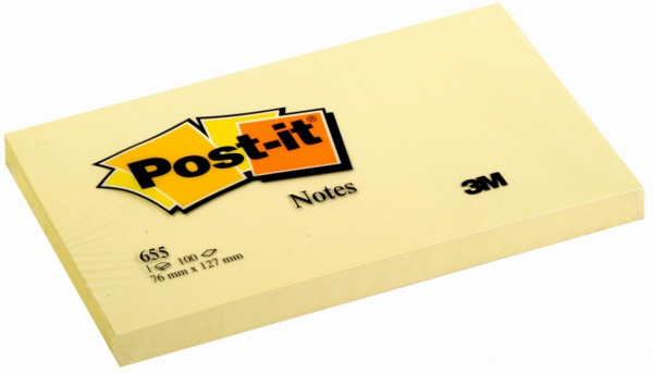 Post-it Bloc de 100 Notas Adhesivas Removibles Canary Yellow 76x127mm - Papel con Certificacion PEFC - 7100090881 - Color Amaril