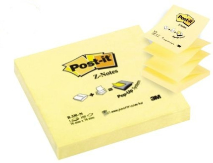 Post-it Bloc de 100 Z-Notas Adhesivas Removibles Zig-Zag Canary Yellow 76x76mm - Papel con Certificacion PEFC - 7100103164 - Color Amarillo Claro