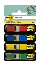 Post-it Index Pack de 4 Dispensadores con 35 Marcadores Reposicionables 11.9 x 43.2mm - Adherencia Firme - Para Marcar, SeÃ±alar