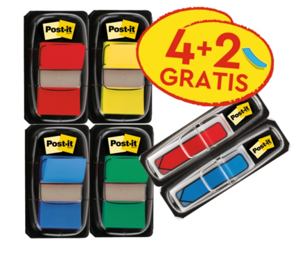 Post-It Index Pack de 6 Dispensadores con Marcadores de Indice Reposicionables - Forma Rectangular - Colores Surtidos