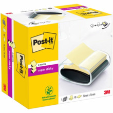 Post-It Super Sticky Dispensador con Bloc de 90 Z-Notas Adhesivas - Dispensador Pro - Forma Cuadrada - 76x76mm - Color Negro