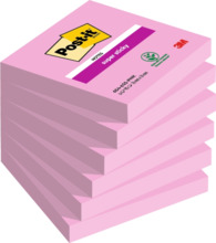 Post-It Super Sticky Pack de 6 Blocs de 90 Notas Adhesivas Reposicionables - 76x76mm - 100% PEFC - Color Rosa