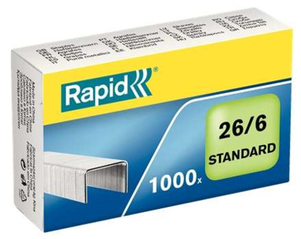 Rapid Confort Caja de 1000 Grapas 26/6 - Hasta 20 Hojas - Alambre Flexible Galvanizado - Patilla de 6mm