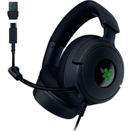 Razer Kraken V4 X Auriculares Gaming - Microfono Plegable Cardioide Razer HyperClear - Sonido 7.1 - Multiplataforma - Conexion USB - Color Negro