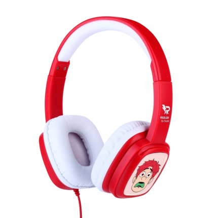 Redlox by Chuster Color Auriculares con Cable de 1m - Altavoz 30mm - 32Ohm - Sensibilidad 85dB - Conector Jack 3.5mm - Personalizable con Tarjetas - Color Rojo y Blanco