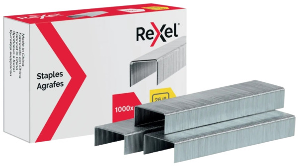 Rexel Caja de 1000 Grapas 26/6 NÂº56 - Hasta 20 Hojas - Acero de Alta Calidad - Patilla de 6mm
