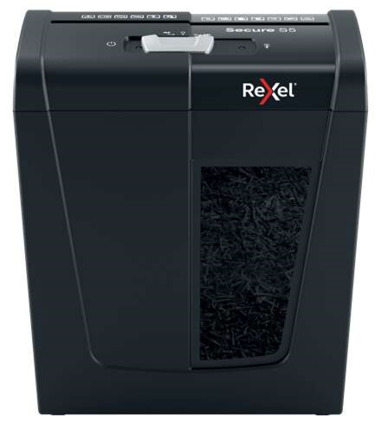 Rexel Secure S5 Destructora de Papel Manual Corte en Tiras P-2 - Destruye hasta 5 Hojas - Capacidad de la Papelera 10L - Color Negro