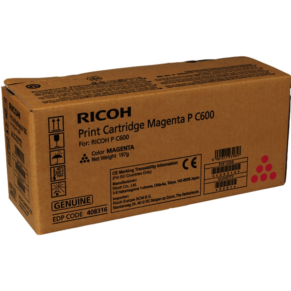 Ricoh PC600 Magenta Cartucho de Toner Original - 408316/P C600M