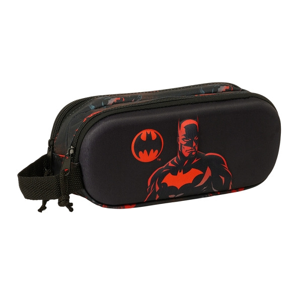 Safta Batman Estuche Portatodo 3D - 2 Compartimentos - Asa de Mano - 21x8x6cm - Color Negro