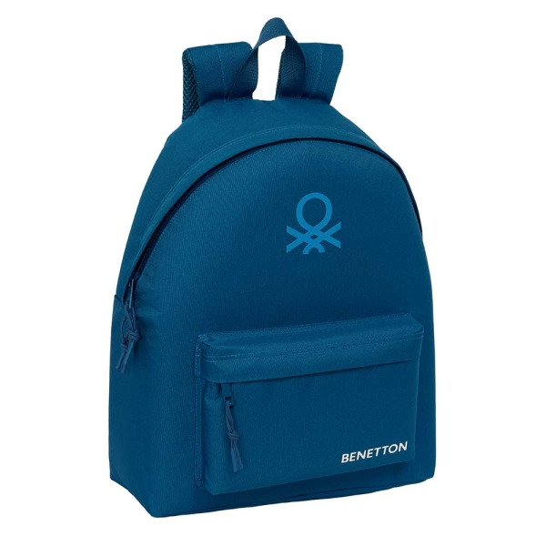 Safta Benetton Basics Marino Mochila - Bolsillo Frontal - Hombreras Acolchadas - Doble Tirador en Cremallera - Asa Superior de T