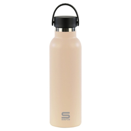 Safta Botella Termo de 600ml - Acero Inoxidable - Base de Silicona Antideslizante - Asa Superior - Color Beige
