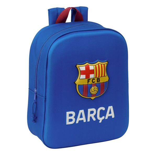 Safta F.C. Barcelona Mochila Guarderia 3D - Asa de Mano - Compartimento Principal con Cremallera - 22x27x10cm - Color Azul