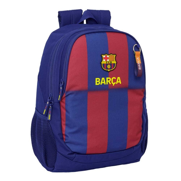Safta F.C.Barcelona Mochila Escolar de 23L - Adaptable a Carro - 2 Compartimentos - Portabotellas - 32x44x16cm - Color Rojo y Az