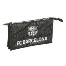 Safta F.C.Barcelona Portatodo - 3 Compartimentos con Cremalleras - Bolsillo Interior - 0.6L - 220x30x120mm - Color Negro